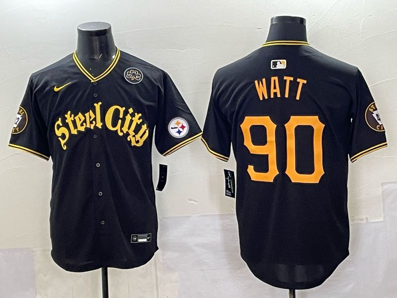 Men 2025 Nike Pittsburgh Steelers #90 Watt Black Limited NFL Jersey style 0068->pittsburgh steelers->NFL Jersey